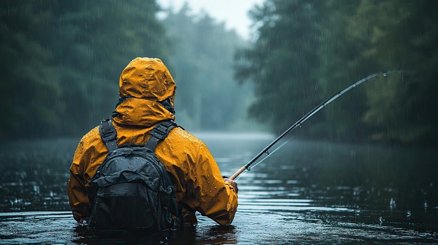 fishing in rain