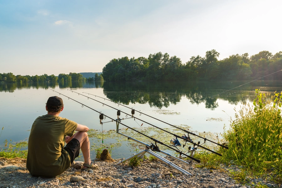 man quietly fishing